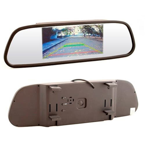 Парковочный комплект Eplutus 64: камера заднего вида в рамке госномера + зеркало заднего вида с экраном 43" (11 см)