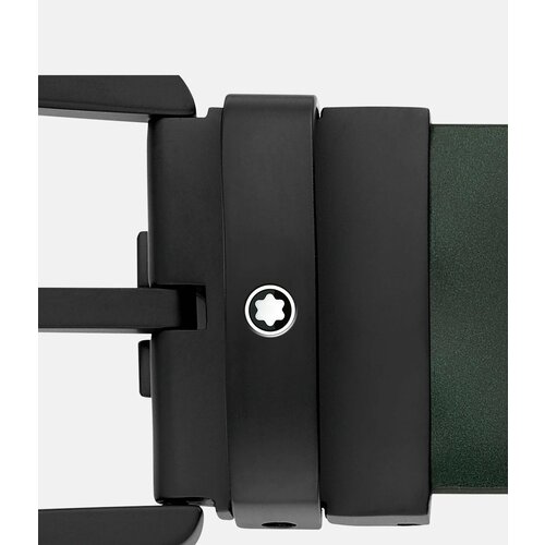 фото Ремень montblanc, натуральная кожа, латунь, подарочная упаковка, для мужчин, длина 120 см., зеленый, черный