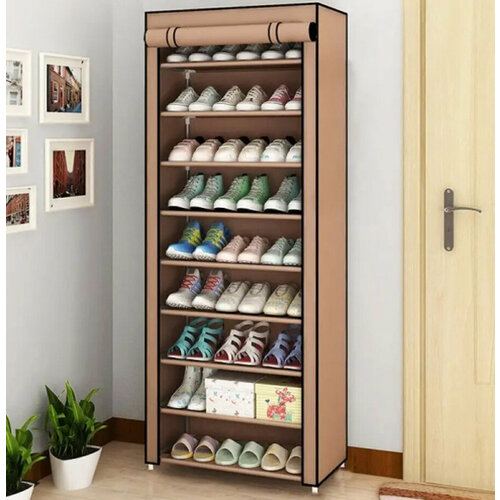 Обувница со шторкой, 9 полок Этажерка для обуви 9 ярусов со шторкой