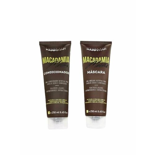 Комплект Маска + Кондиционер для волос Happy Hair Macadamia 250/250ml маска happy hair macadamia moist без sls sles 250 мл