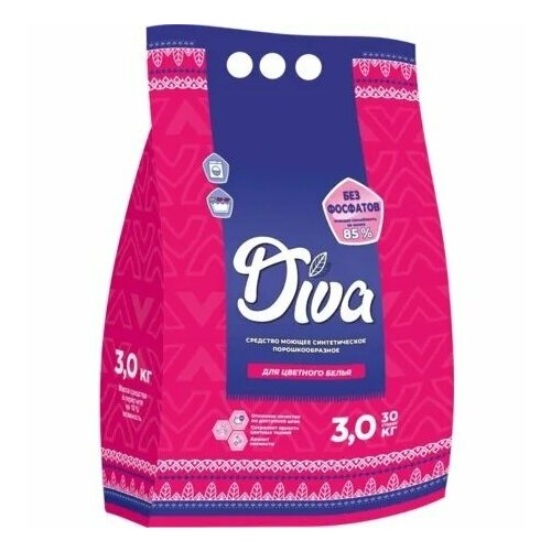 Порошок стиральный Бархим Diva для цветного белья для всех типов стирки 3кг / моющее средство