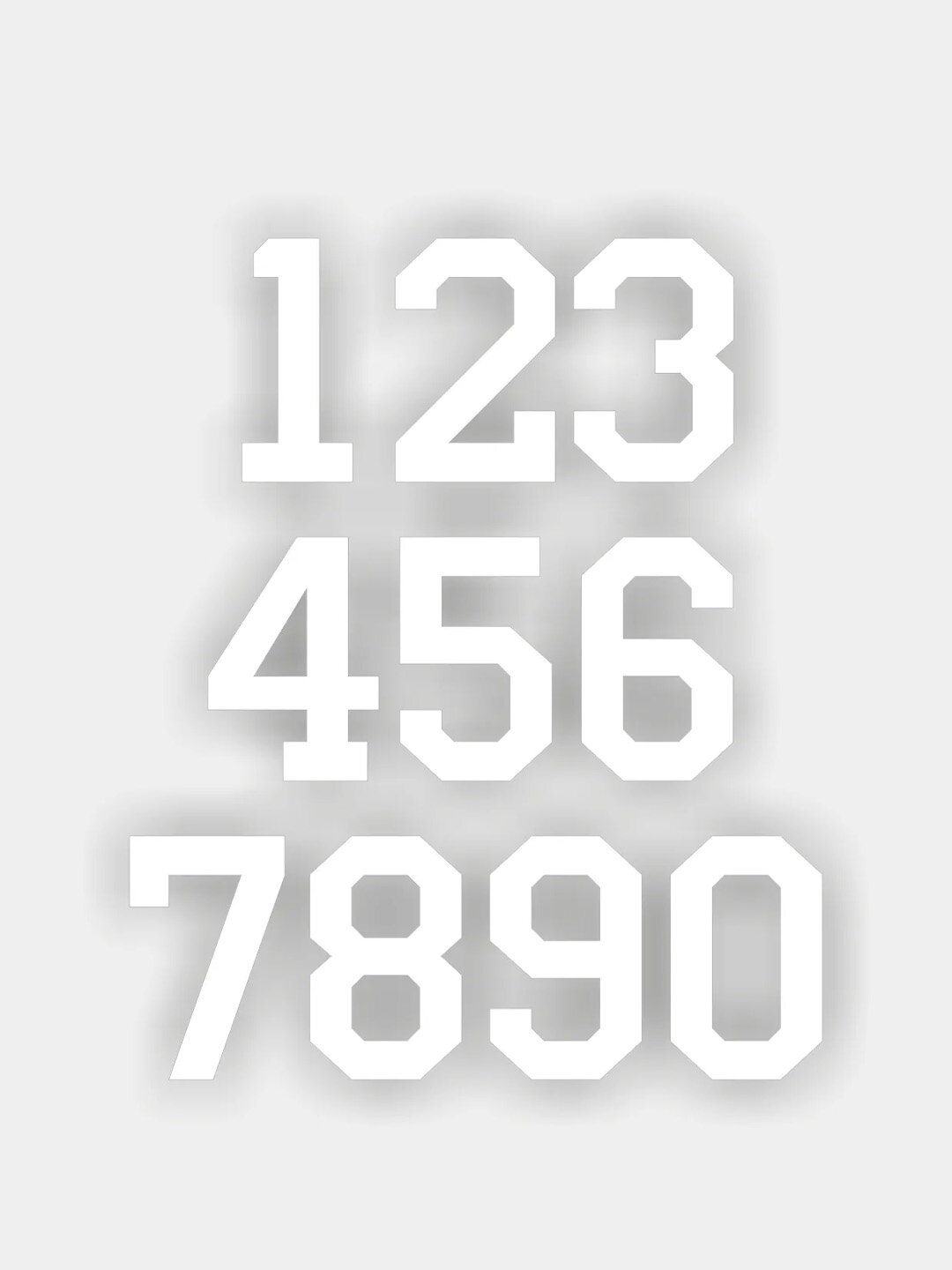 Наклейка в виде цифр, от 0 до 9, на авто Цифру 2, Высоту цифры 12см, Цвет Белый