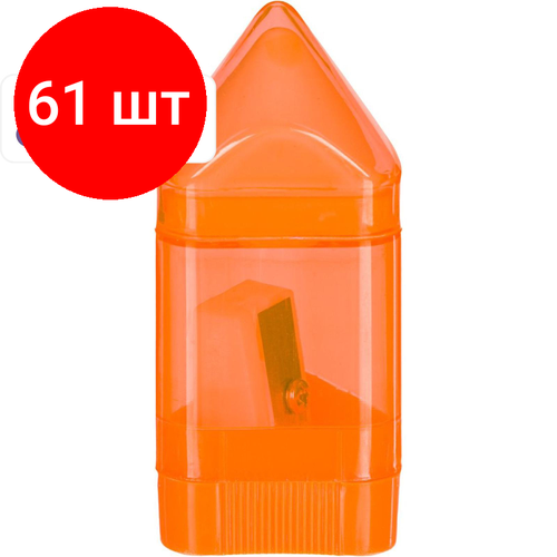 Комплект 61 штук, Точилка Attache Colorful! с контейнером 1отверстие с ластиком в асс