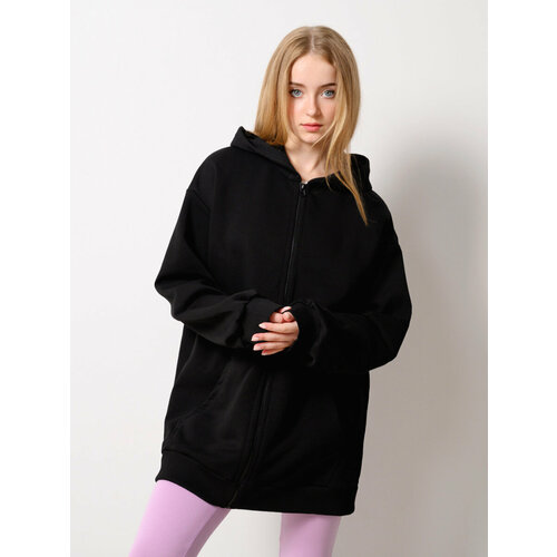 фото Толстовка кот-on зипка без начеса, размер l, черный