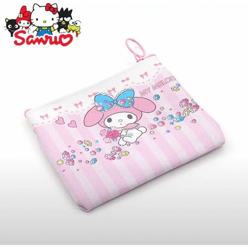 Кошелек , фактура перфорированная, розовый kawaii sanrio hellokitty mymelody kuromi cinnamoroll помпон пурин новый полиуретановый чехол для очков для коррекции миопии школьный футляр для хранения очков