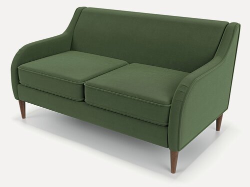 Изображение товара Дизайнерский прямой диван Soft Element Вектор Green, двухместный, деревянные ножки, велюр, в гостиную, офис, на дачу