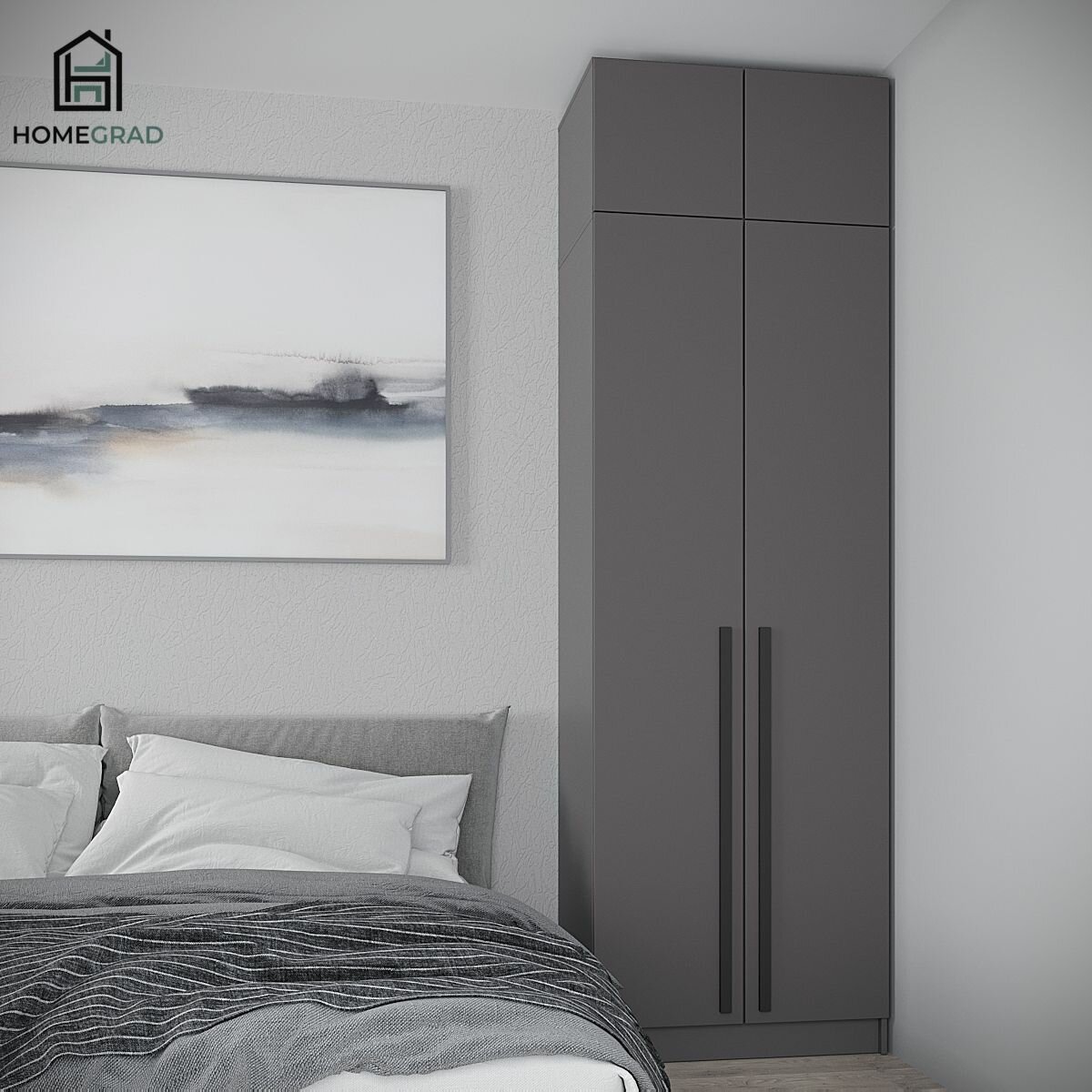 Антресоль HomeGrad Boston 80, ЛДСП, графит, высота 40см, ширина 80см — фото 1