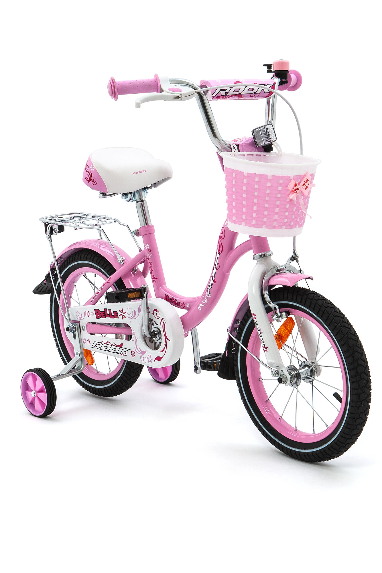 фото Велосипед детский 14" ROOK BELLE сиреневый для мальчиков и девочек от 3 до 5 лет на рост 90-110см