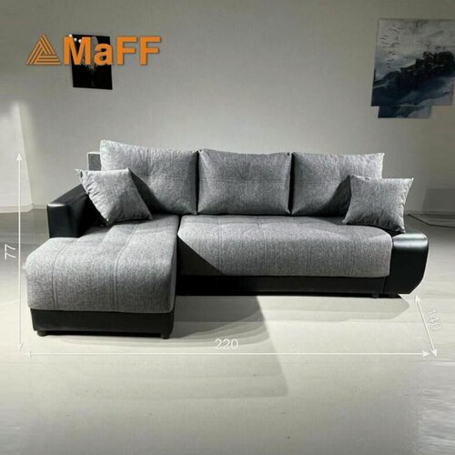 Изображение товара Диван, Диван-кровать Олимп-2 угловой, серый, механизм еврокнижка, правый угол 220х140х77 см