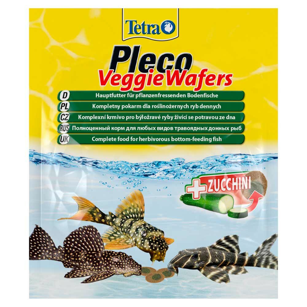 TetraPleco Veggie Wafers корм-пластинки с добавлением цуккини для донных рыб 15 г