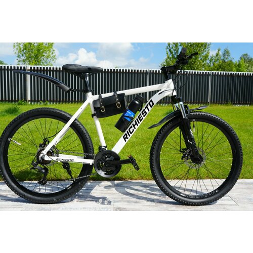 Велосипед горный RICHIESTO 26" 21s Алюминиевая рама 19", Взрослый Спортивный Унисекс, белый модель 2024