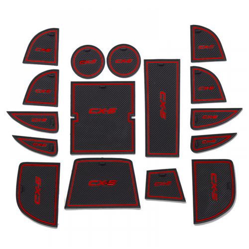 Силиконовые противоскользящие накладки MyPads на Mazda CX-5 2011-2015 в салон автомобиля на дверь подстаканник на подлокотник черно-красная флуор 1126₽