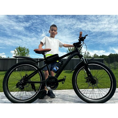 Велосипед горный RICHIESTO 24 Подростковый Детский Унисекс модель 2024 года черныйкоричневый матовый 24500₽