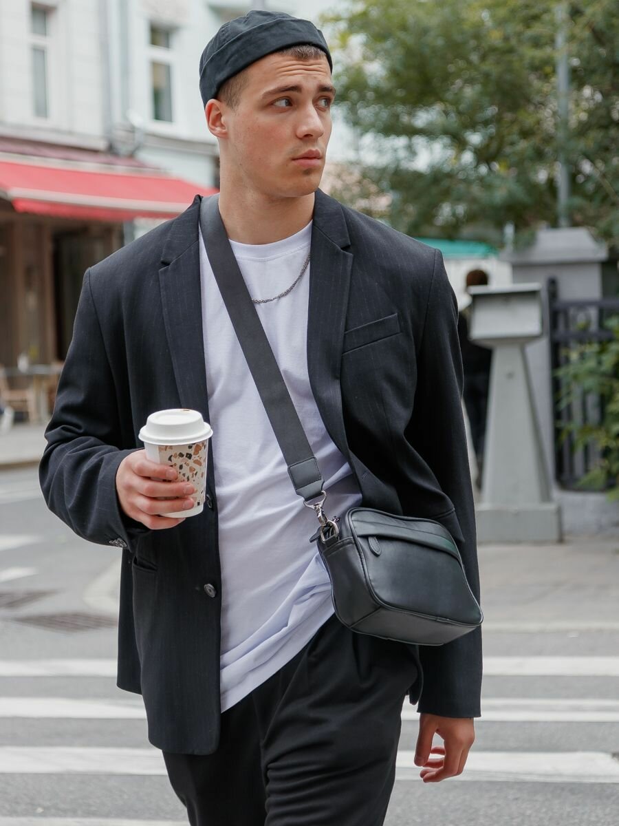 фото Сумка мужская барсетка женская кросс-боди на плечо черная