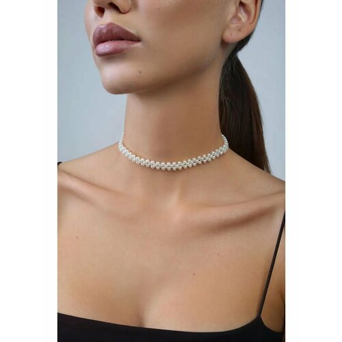 Чокер Dark Beauty, жемчуг имитация, бисер, белый