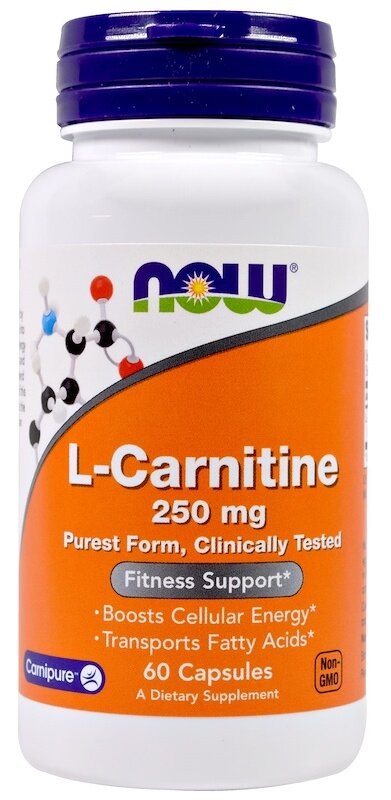 NOW Foods L-Carnitine, Карнитин 250 мг 60 капсул