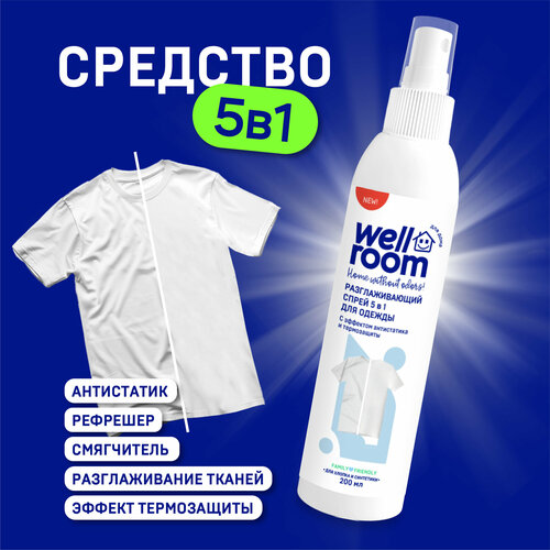 Спрей 5-в-1 для одежды Жидкий утюг Wellroom 200 мл 299₽