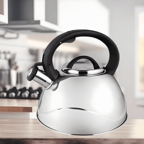 Чайник для плиты со свистком 3 л из нержавеющей стали серый