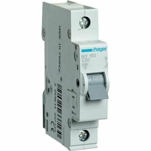 Автоматический выключатель Hager MY150A 1п 50А 4.5кА характеристика C