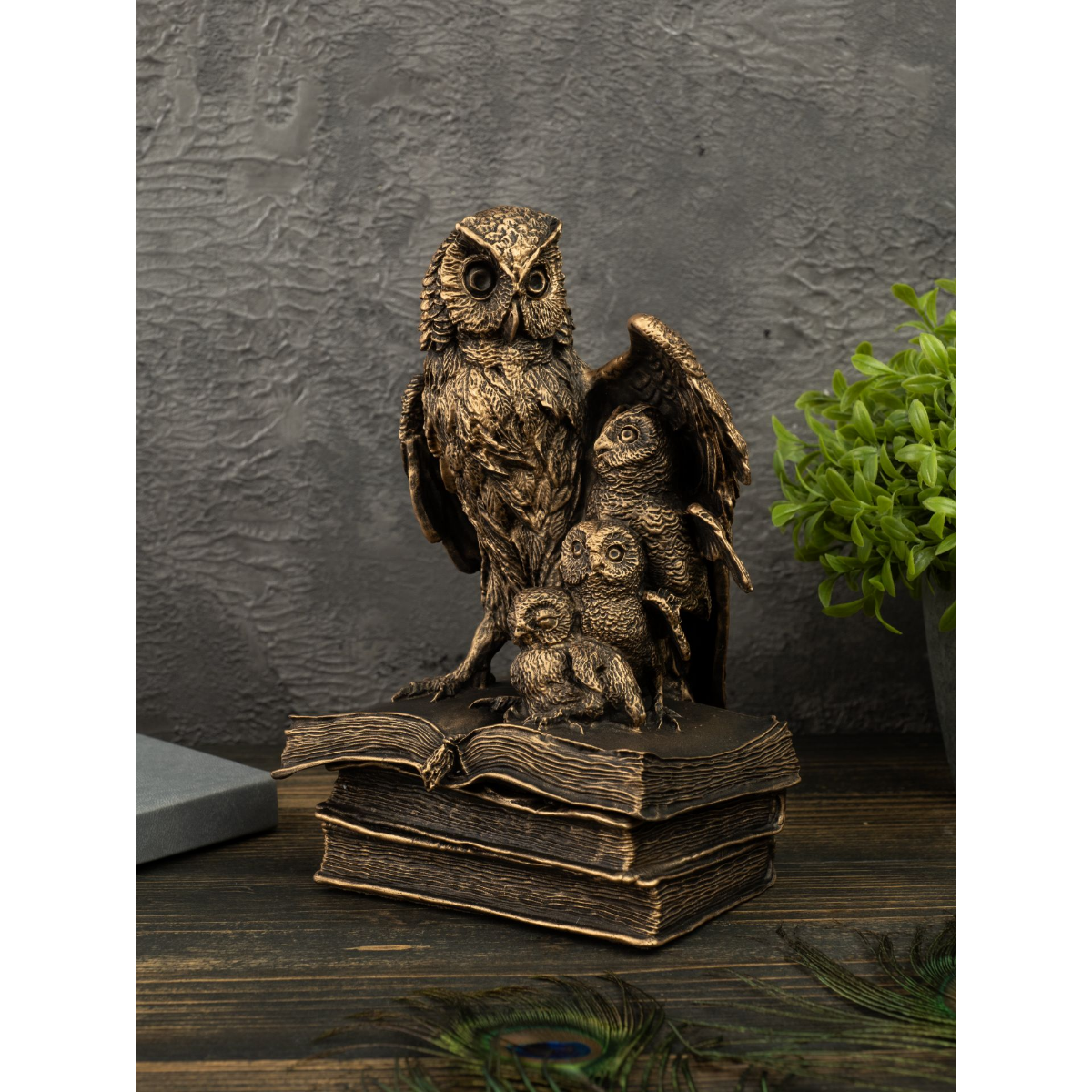 Шкатулка "Сова", "Вернисаж истории", литьевой мрамор, цвет Патина Бронза — фото 1