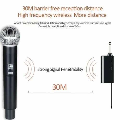 Беспроводной микрофон WIRELESS для караоке и свадеб черный 2400₽