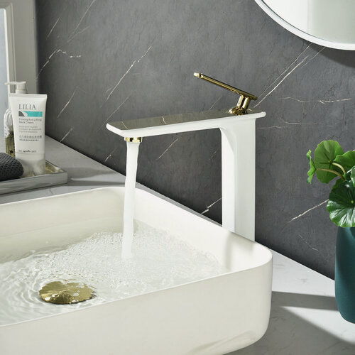 Изображение товара Смеситель Lemark для раковины Mista LM6409WG белый, золотой, латунь