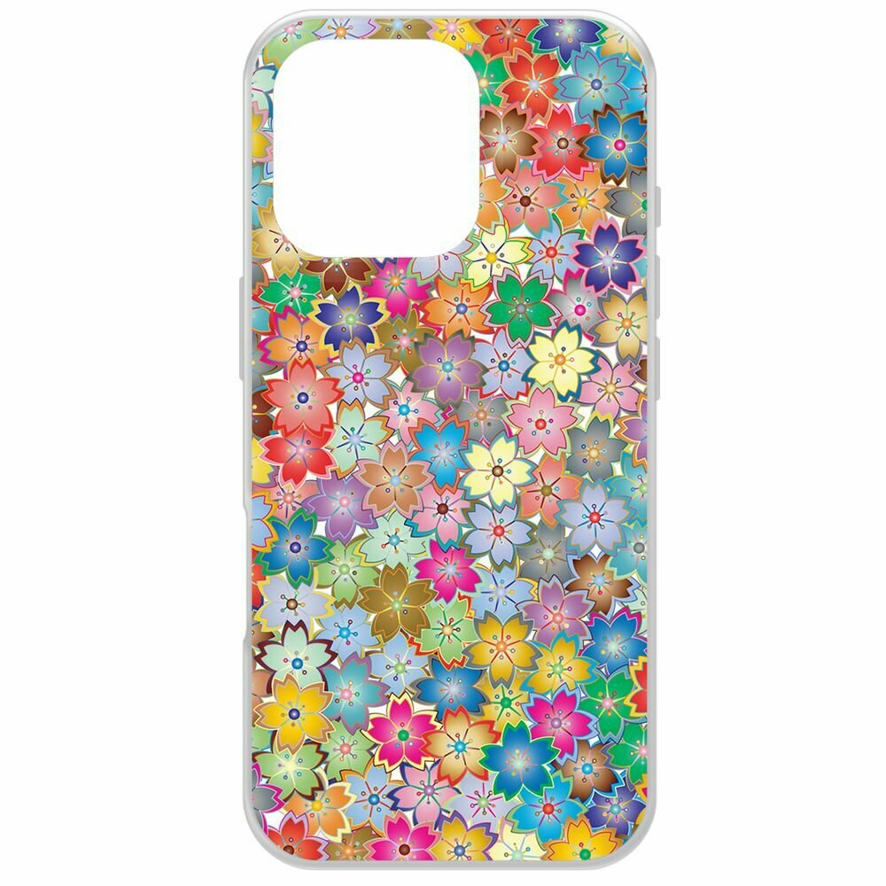 Чехол-накладка Krutoff Clear Case Цветочный паттерн 4 для iPhone 16 Pro
