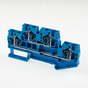 AKK4-BL двухуровневая клемма 4.0 mm2 проходная безвинтовая Dinkle цвет синий.