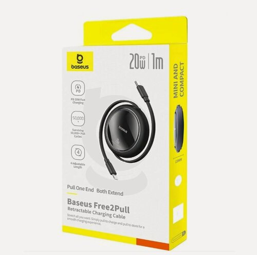 Изображение товара Кабель Baseus Free2Pull 20W USB-C to Lightning 8pin, черный P10364501111-00