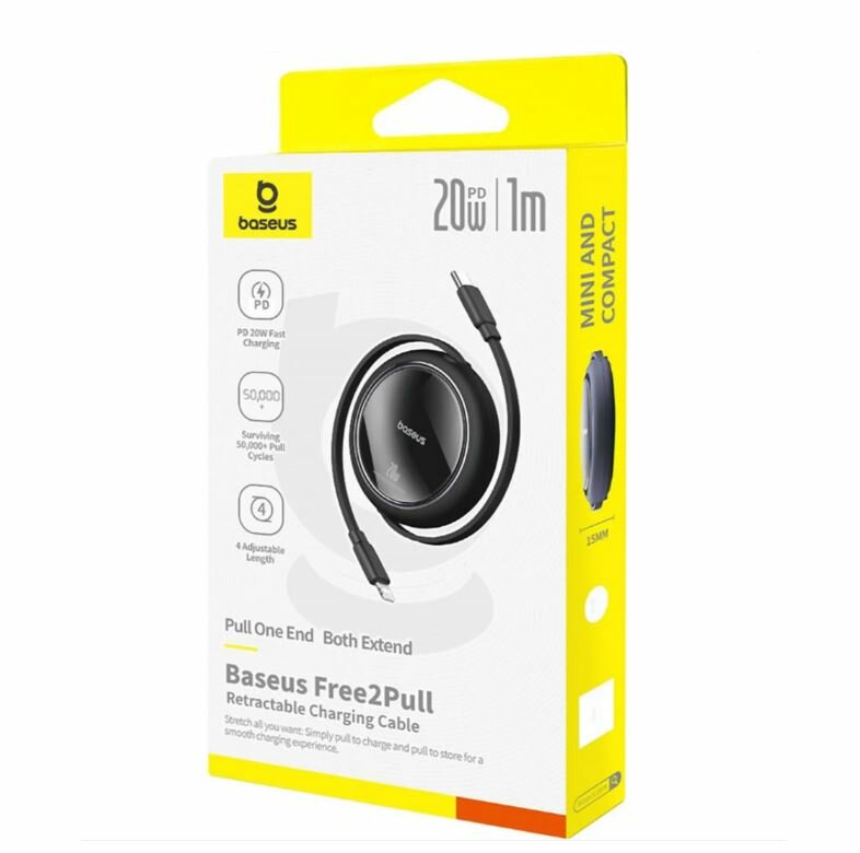 Кабель Baseus Free2Pull 20W USB-C to Lightning 8pin, черный P10364501111-00