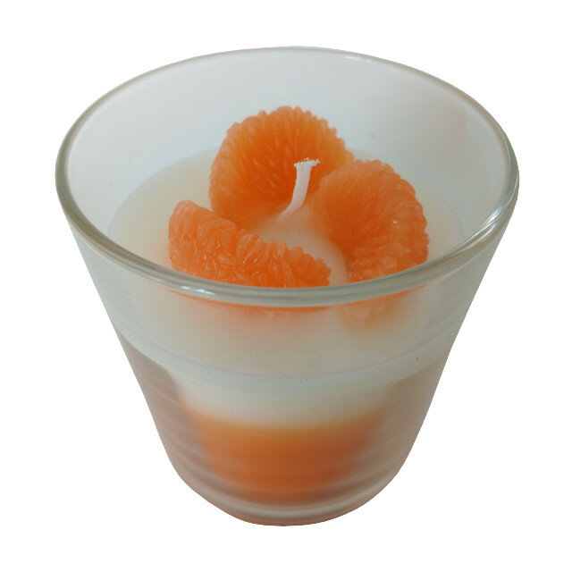 Свеча в стакане Десерт Мандарин микс ароматизированная, размер 8х8 см, время горения 16 ч