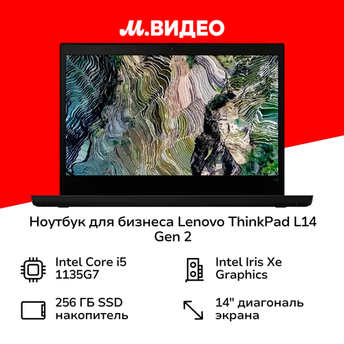 Ноутбук для бизнеса Lenovo ThinkPad L14 Gen 214Core i5-1135G78256WinBlack 20X100GAUS 52999₽