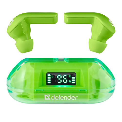 Наушники Defender Twins 916 беспроводные вкладыши с микрофоном TWS Bluetooth зеленый 984₽