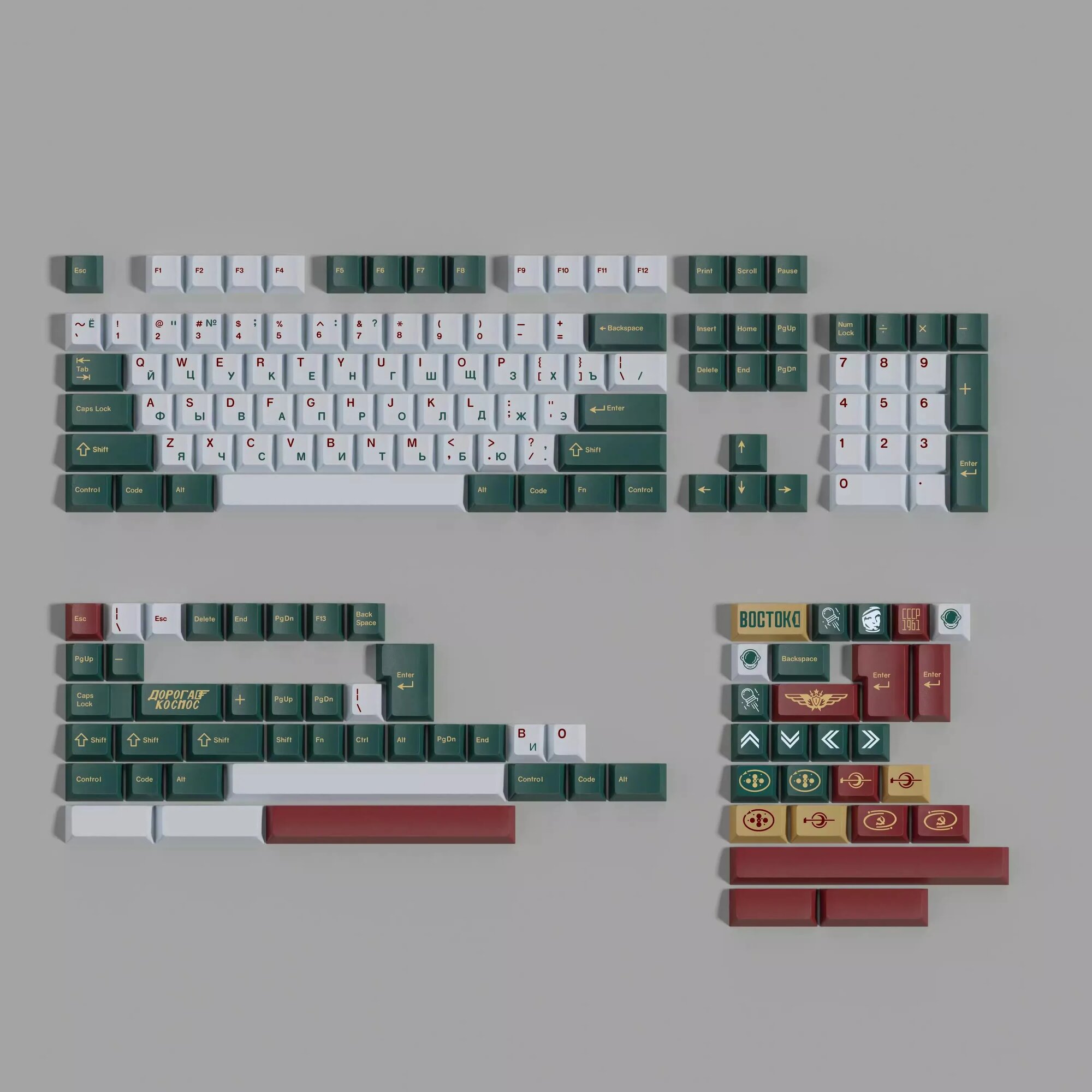 Kelowna Восто́к-1 Vostok 1 Orient 1 Theme PBT Keycaps Cherry Profile Cyrillic, Full set