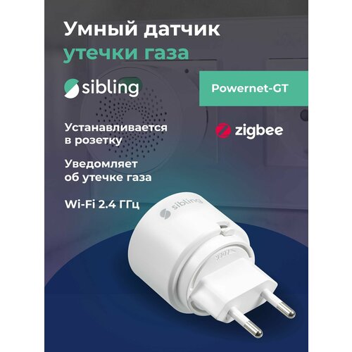Умный датчик утечки газа с WiFi Sibling Powernet-GT с оповещением через приложение 1924₽