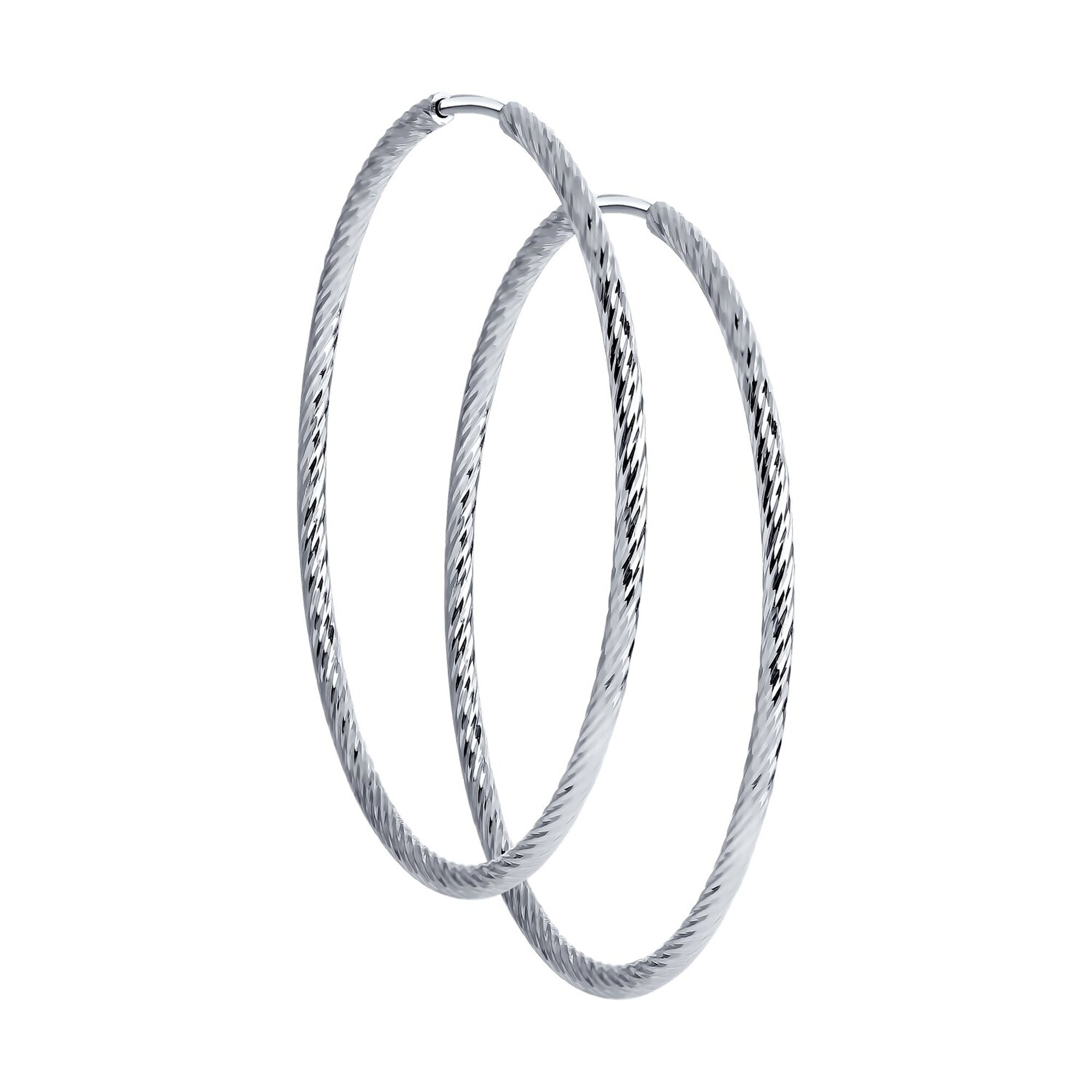 Серьги конго Diamant online, серебро, 925 проба, родирование, размер 40 мм, длина 4 см, , серебристый