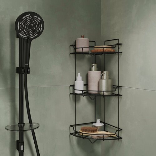 Изображение товара Полка трёхъярусная угловая Milardo Грид (Grid) GRICC3BM44 проволока стальная чёрный матовый