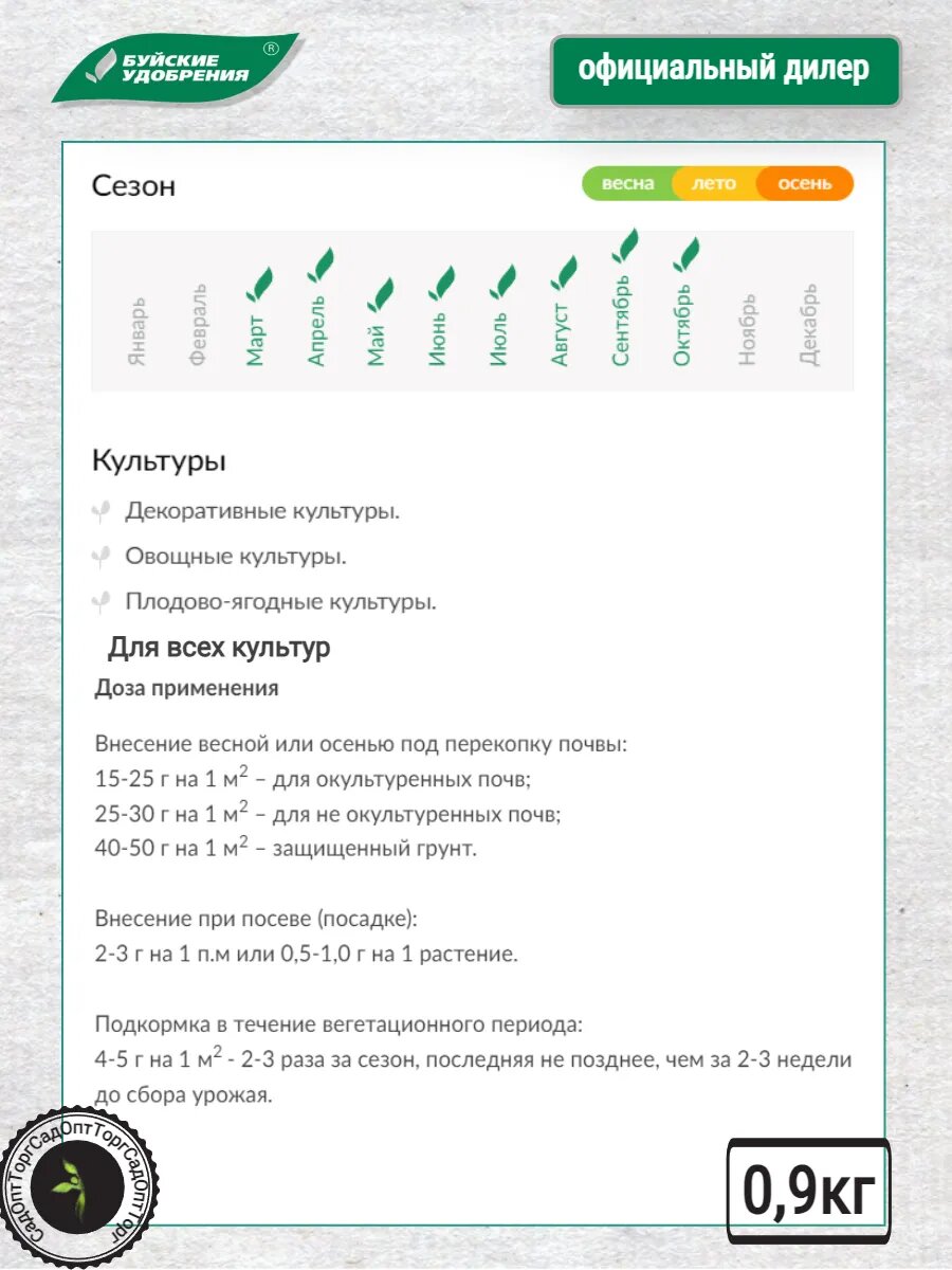 Минеральные Вещества Удобрение минеральное Аммофос 0,9 кг Буйские удобрения