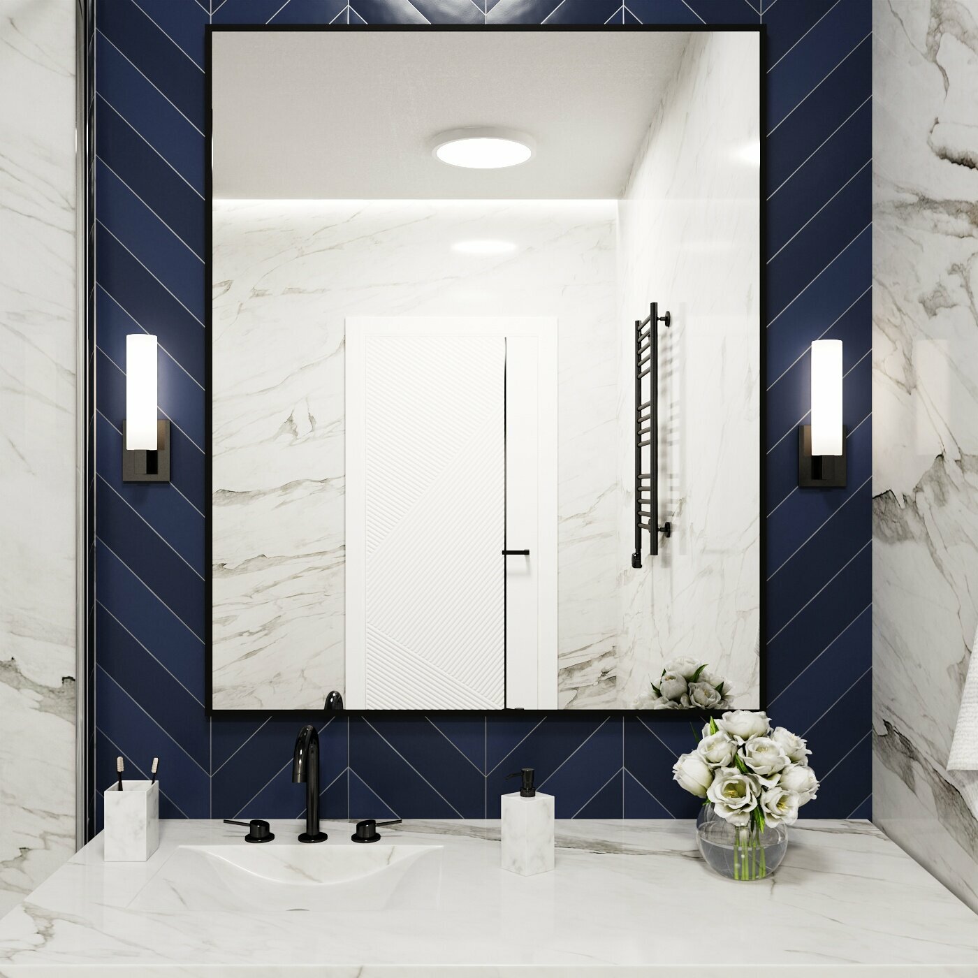 Зеркало настенное в алюминиевой раме BLX MIRROR 110х80 см. Черное