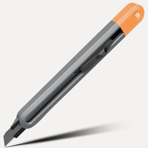 Изображение товара Технический строительный нож 9мм "Home Series Gray" Deli HT4009C (сегментированное черное лезвие , эксклюзивный дизайн)