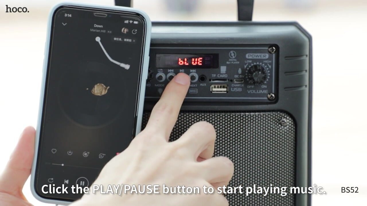 Колонка Hoco BS52 Billowing беспроводная, Bluetooth 5.0, 2×6.5", 2×10 Вт, 2200 мА·ч, TWS, FM, USB, TF, AUX, микрофон — фото 1