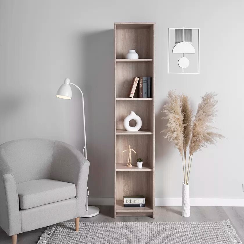 Стеллаж "Сириус", дуб сонома, 5 полок, 39 см x 35 см x 190 см