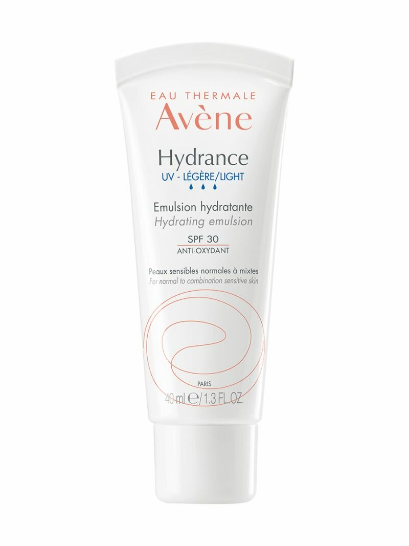 AVENE Легкая увлажняющая эмульсия крем для лица, для нормальной и комбинированной кожи Гидранс Лежер УВ "HYDRANCE UV" LEGERE / LIGHT" SPF 30 ANTI-OXYDANT, 40 мл