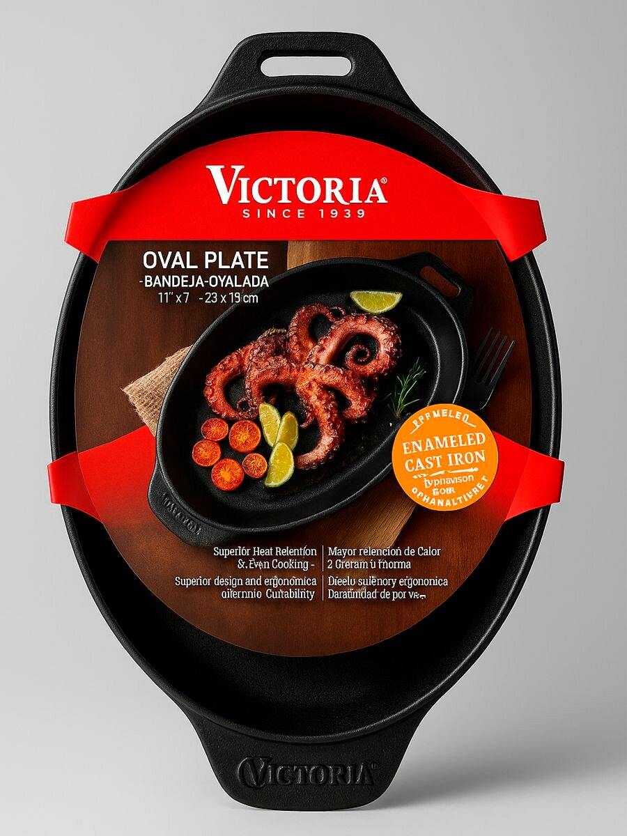 Форма для запекания Victoria Cast Iron, чугунная, 29x19 см, черная