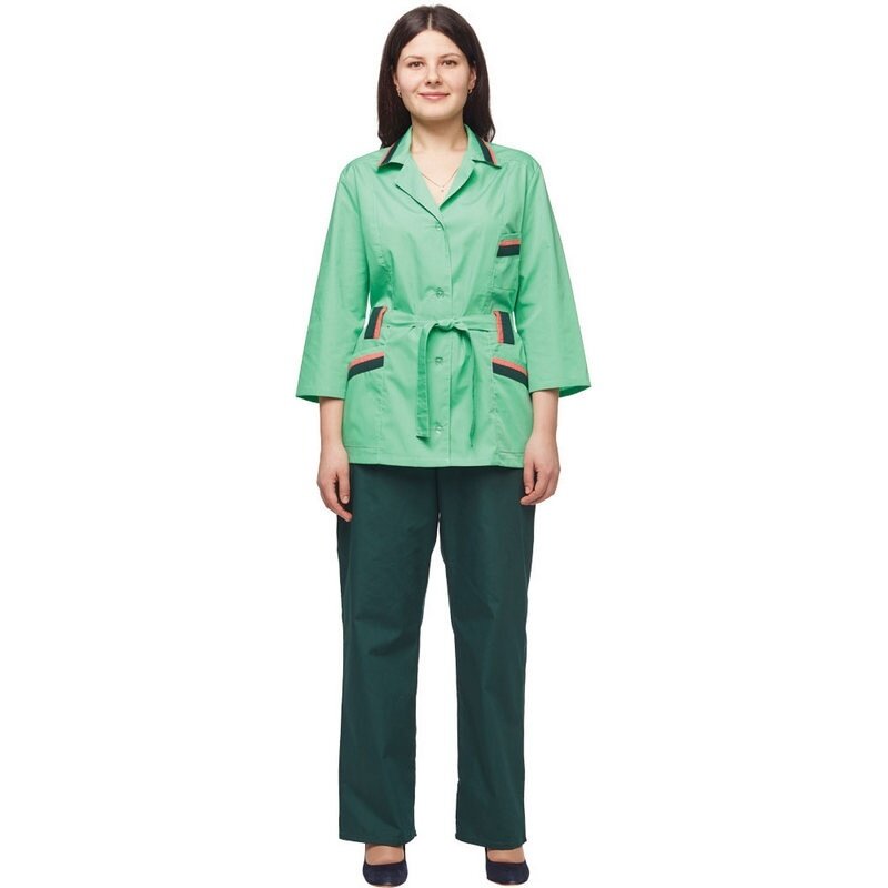 Костюм для горничных и уборщиц КНР женский размер 52-54 на рост 170-176 цвет салатовый/зеленый (у04-КБР жен салат/зел)