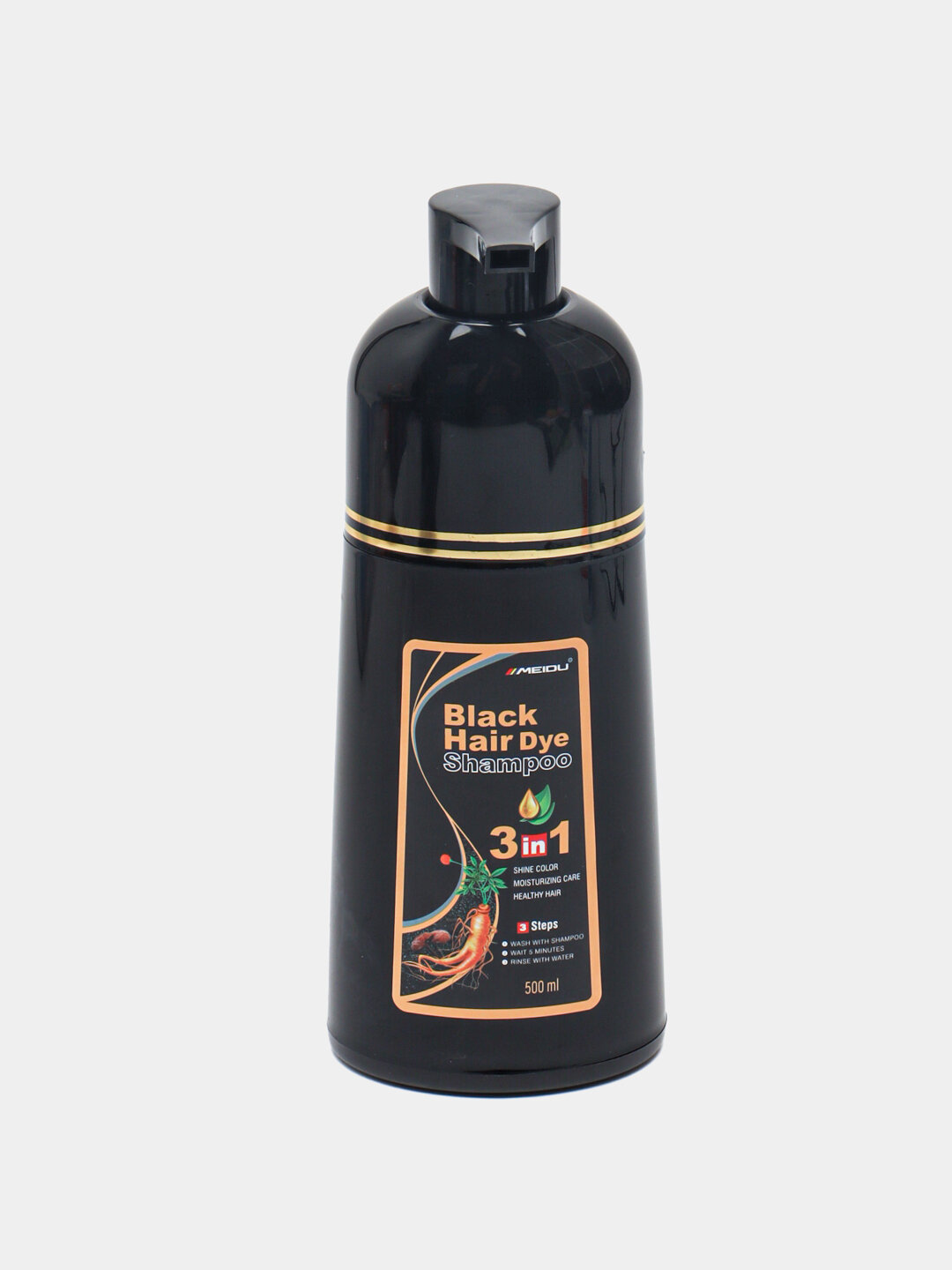 Шампунь-краска для волос Meidu, темно-коричневый, черный цветa, 500 мл