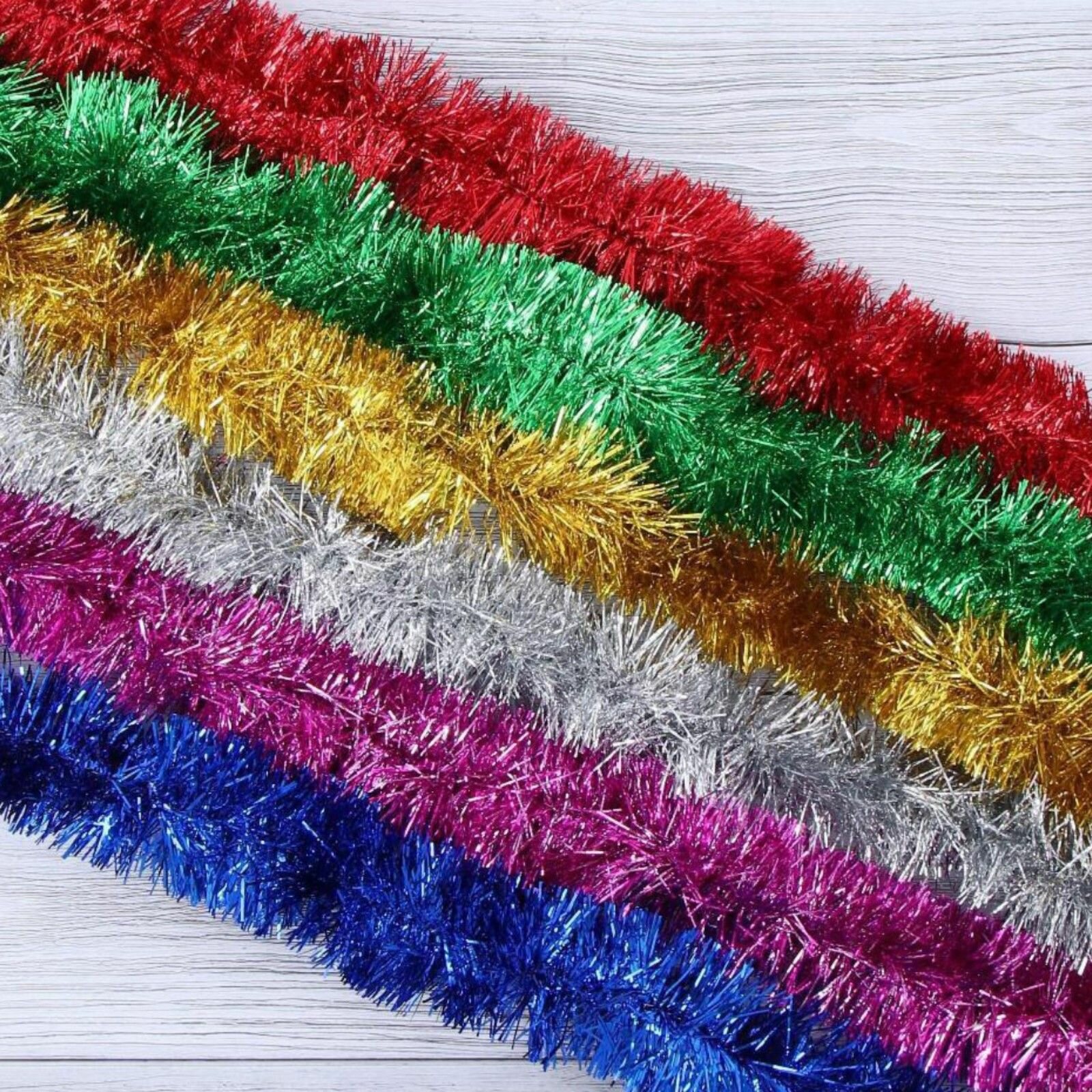 Мишура новогодняя Зимнее волшебство. Узкая  d 5 см 200 см микс 10 шт