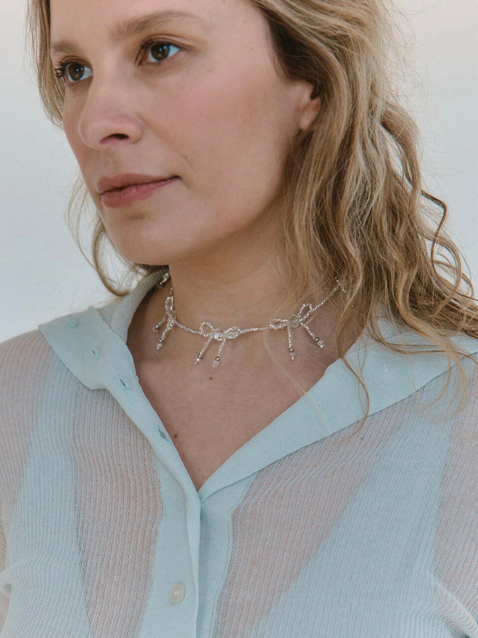 Колье Daily Daisy, стекло, длина 40 см, серебристый — фото 1