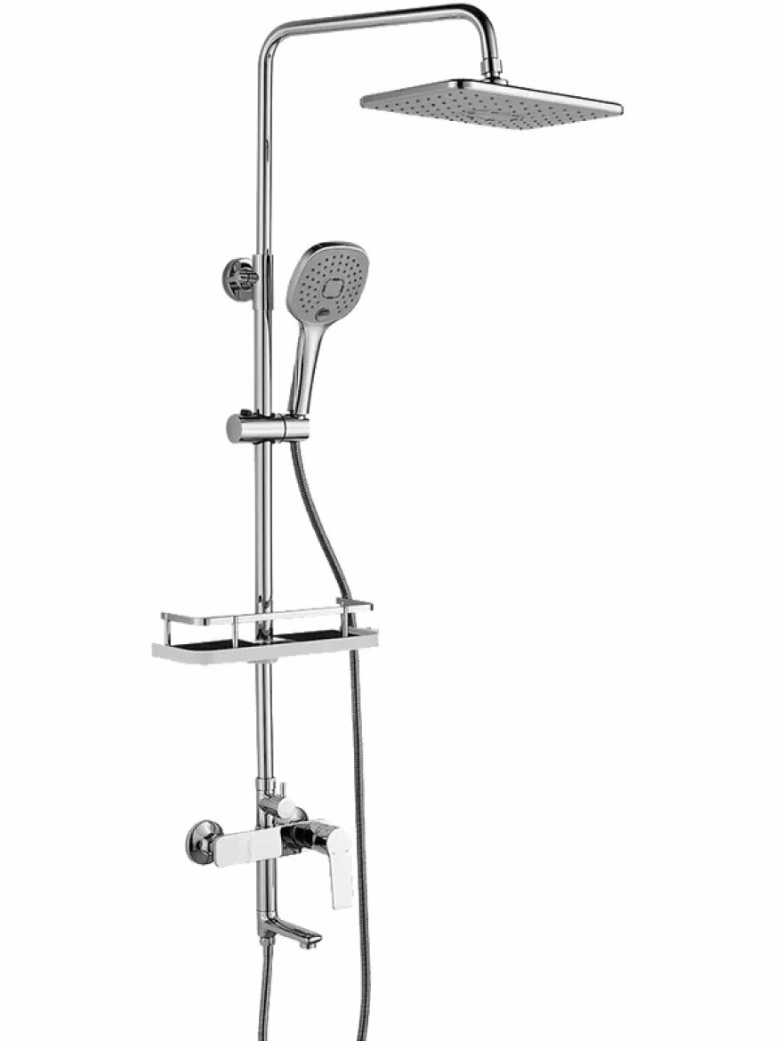Душевая стойка Rossinka RS27 RS27-46, Латунь, глянцевая, хром, рычажное, 150×40×30 см
