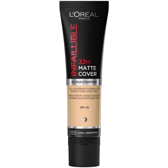 Тональный крем L'oreal Paris L’OREAL Infaillible 32H Matte Cover, тон 155 натурально розовый, 30 мл